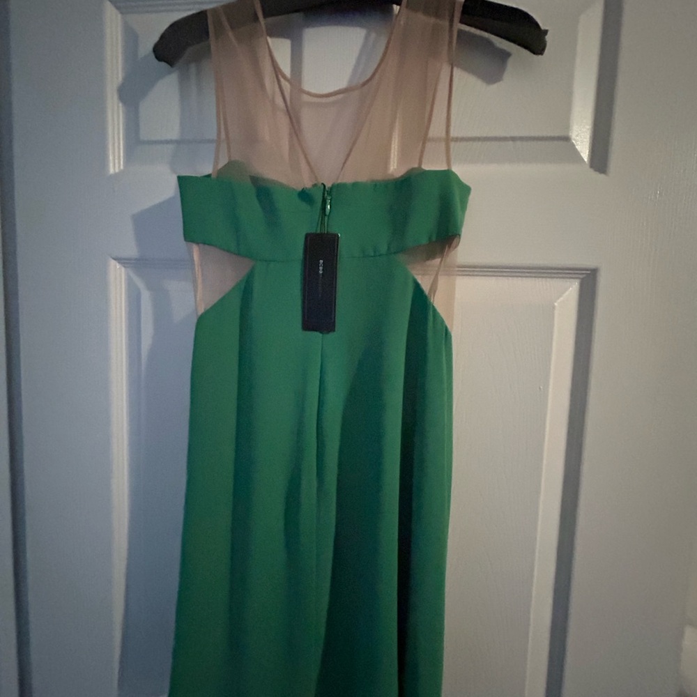 BCBG Max Azria Aicha Sleeveless Draped Skirt Dress in Kelly Green - Picture 4 of 5